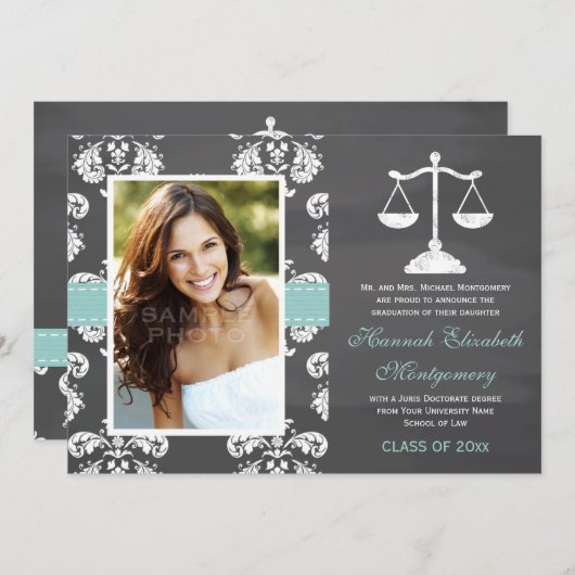 AANKONDIGING AFSTUDEREN AQUA WET SCHOOL CHALKBOARD (Voorkant / Achterkant)