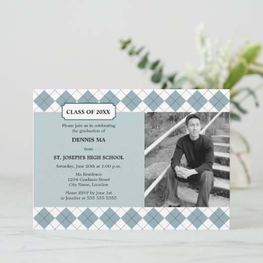 Aankondiging Afstuderen Argyle Preppy Foto (Staand voorkant)