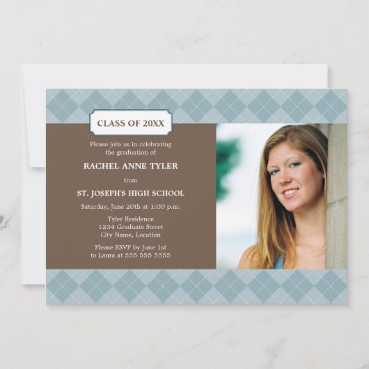 Aankondiging Afstuderen Argyle Preppy Foto (Voorkant)