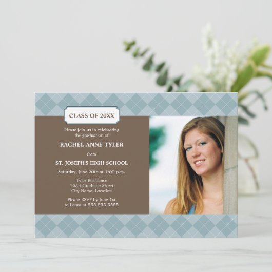 Aankondiging Afstuderen Argyle Preppy Foto (Staand voorkant)