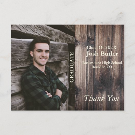 Aankondiging Afstuderen begroting en dank u Briefkaart (Voorkant)