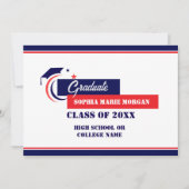 Aankondiging afstuderen blauw rood wit Afstuderen (Voorkant)