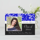 Aankondiging Afstuderen blauw Zwirly Vine (Staand voorkant)