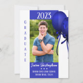 Aankondiging Afstuderen blauwe ballonnen (Voorkant)