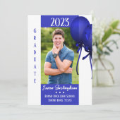 Aankondiging Afstuderen blauwe ballonnen (Staand voorkant)