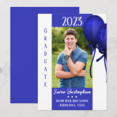 Aankondiging Afstuderen blauwe ballonnen (Voorkant / Achterkant)