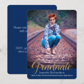 Aankondiging Afstuderen blauwe glitter Overlay (Voorkant / Achterkant)