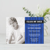 Aankondiging Afstuderen Blauwe grap Stripe-foto (Staand voorkant)