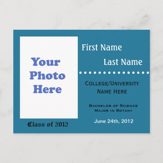 Aankondiging afstuderen blauwe universiteit (Voorkant)