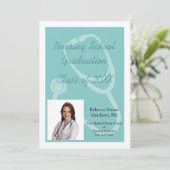 Aankondiging Afstuderen Blauwe/Witte verpleegschoo (Staand voorkant)