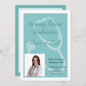 Aankondiging Afstuderen Blauwe/Witte verpleegschoo (Voorkant / Achterkant)