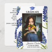 Aankondiging Afstuderen Bluebonnets Floral Texas (Voorkant / Achterkant)