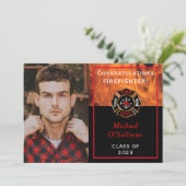 Aankondiging Afstuderen brandweerman (Staand voorkant)