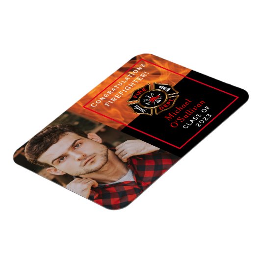 Aankondiging Afstuderen brandweerman Magneet (Linkerzijde)