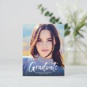 Aankondiging Afstuderen budget Navy Blue Script (Staand voorkant)