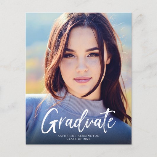 Aankondiging Afstuderen budget Navy Blue Script (Voorkant)