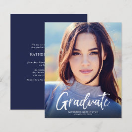Aankondiging Afstuderen budget Navy Blue Script