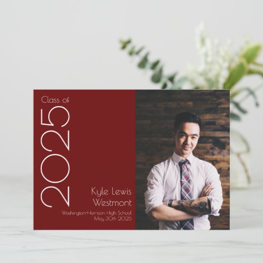 Aankondiging Afstuderen Burgandy School Color (Staand voorkant)