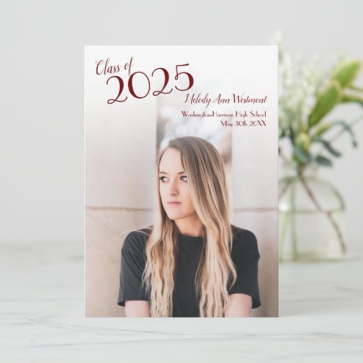 Aankondiging Afstuderen Burgandy School Color (Staand voorkant)