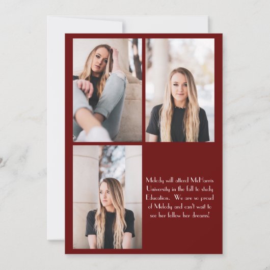 Aankondiging Afstuderen Burgandy School Color (Achterkant)