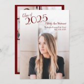 Aankondiging Afstuderen Burgandy School Color (Voorkant / Achterkant)