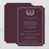 Aankondiging Afstuderen Burgundy/White Law School (Voorkant / Achterkant)