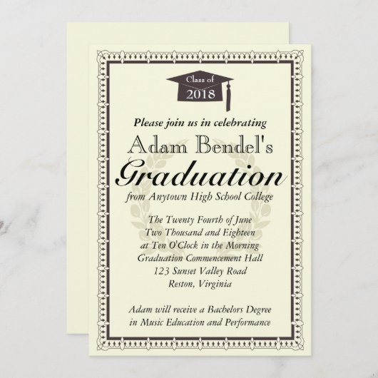 Aankondiging afstuderen certificaat (Voorkant / Achterkant)