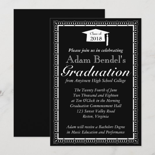 Aankondiging afstuderen certificaat - zwart (Voorkant / Achterkant)