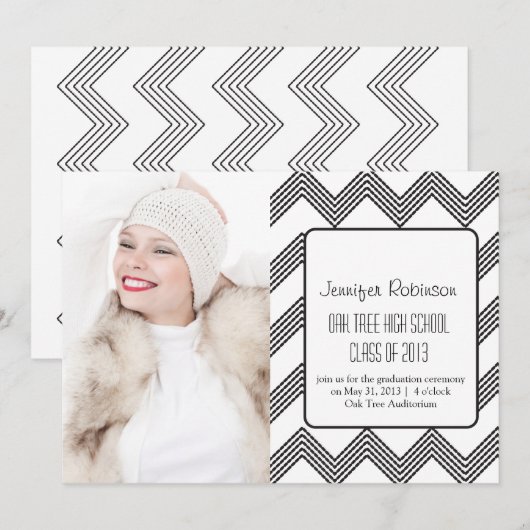 Aankondiging Afstuderen Chic Chevron Zigzag (Voorkant / Achterkant)