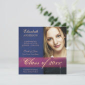 Aankondiging Afstuderen Cobalt Blue Damask Grunge (Staand voorkant)