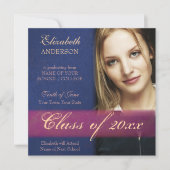 Aankondiging Afstuderen Cobalt Blue Damask Grunge (Voorkant)