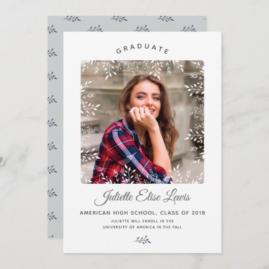 Aankondiging Afstuderen decoratieve rand foto's (Voorkant / Achterkant)