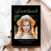 Aankondiging Afstuderen Elegant Gold Foil Script