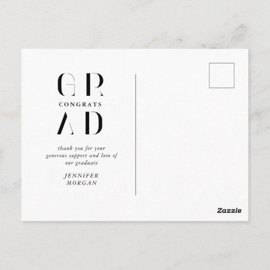 Aankondiging Afstuderen Elegant modern script Briefkaart (Achterkant)