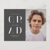 Aankondiging Afstuderen Elegant modern script Briefkaart (Voorkant)