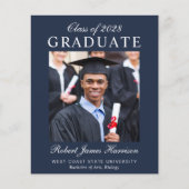 Aankondiging Afstuderen Elegant Photo Blue Budget (Voorkant)