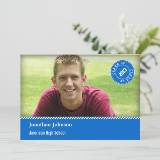 Aankondiging Afstuderen Elegant Stamp Foto (Staand voorkant)