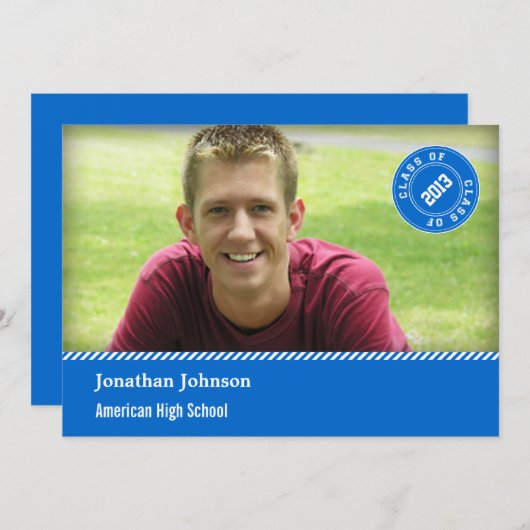 Aankondiging Afstuderen Elegant Stamp Foto (Voorkant / Achterkant)