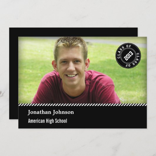 Aankondiging Afstuderen Elegant Stamp Foto (Voorkant / Achterkant)