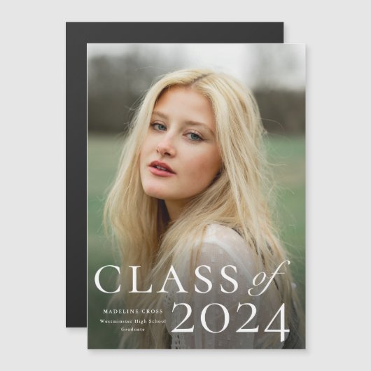 Aankondiging Afstuderen Elegant Type Foto (Voorkant / Achterkant)