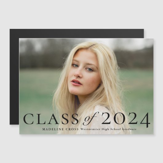 Aankondiging Afstuderen Elegant Type Foto (Voorkant / Achterkant)