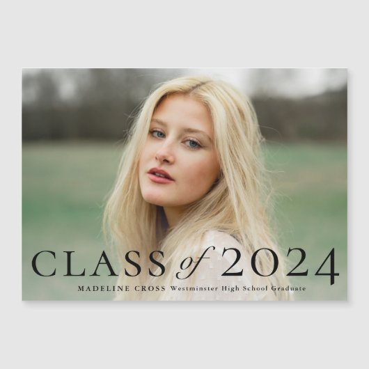 Aankondiging Afstuderen Elegant Type Foto (Voorkant)