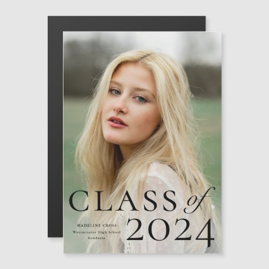 Aankondiging Afstuderen Elegant Type Foto (Voorkant / Achterkant)