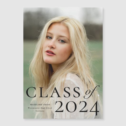 Aankondiging Afstuderen Elegant Type Foto (Voorkant)