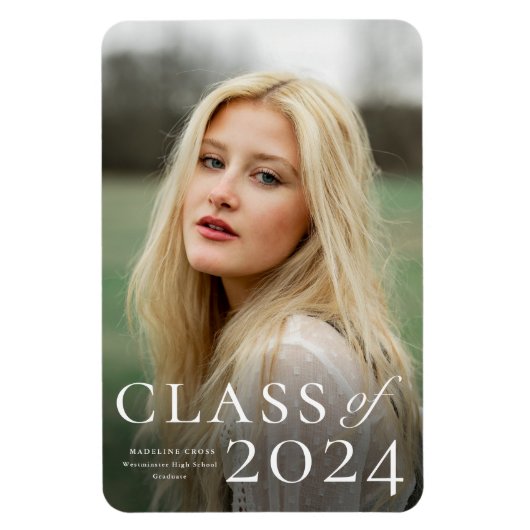 Aankondiging Afstuderen Elegant Type Foto Magneet (Verticaal)