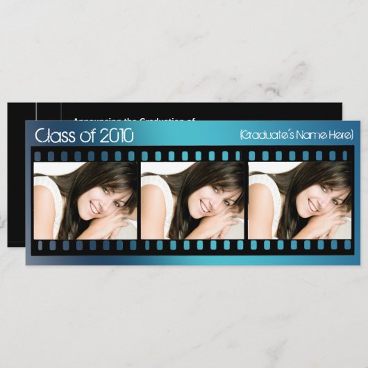 Aankondiging Afstuderen elk jaar ~ Blue Film (Voorkant / Achterkant)