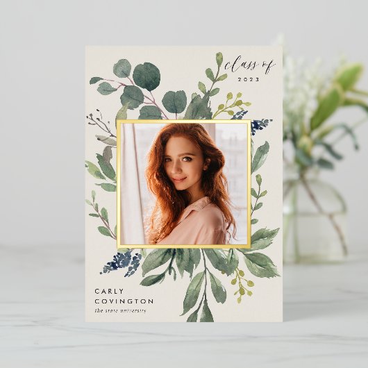 Aankondiging Afstuderen Eucalyptus & Sage Folie (Staand Voorkant)