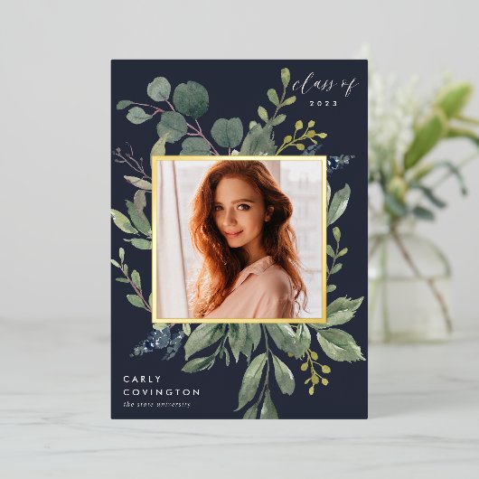 Aankondiging Afstuderen Eucalyptus & Sage Folie (Staand Voorkant)