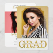 Aankondiging afstuderen Faux Gold Vertical Foto (Voorkant / Achterkant)