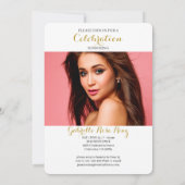 Aankondiging afstuderen Faux Gold Vertical Foto (Achterkant)